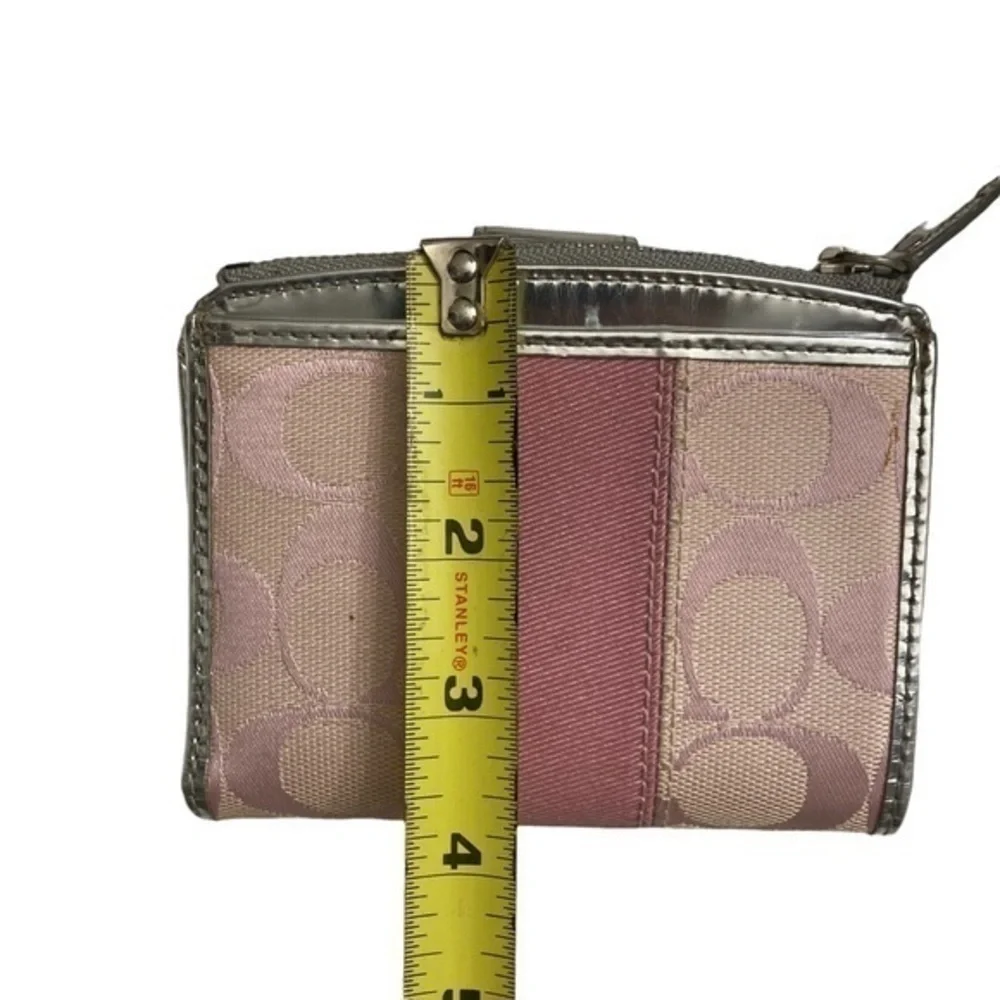 Coach vintage y2k pink and silver signature c strapped wallet